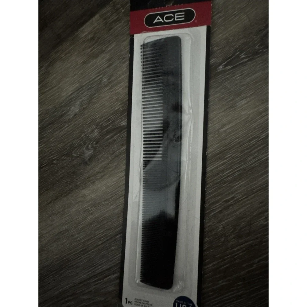Ace ALL PURPOSE Hair Dressing Pocket Comb Black New Sealed #07842 Made‎ in USA